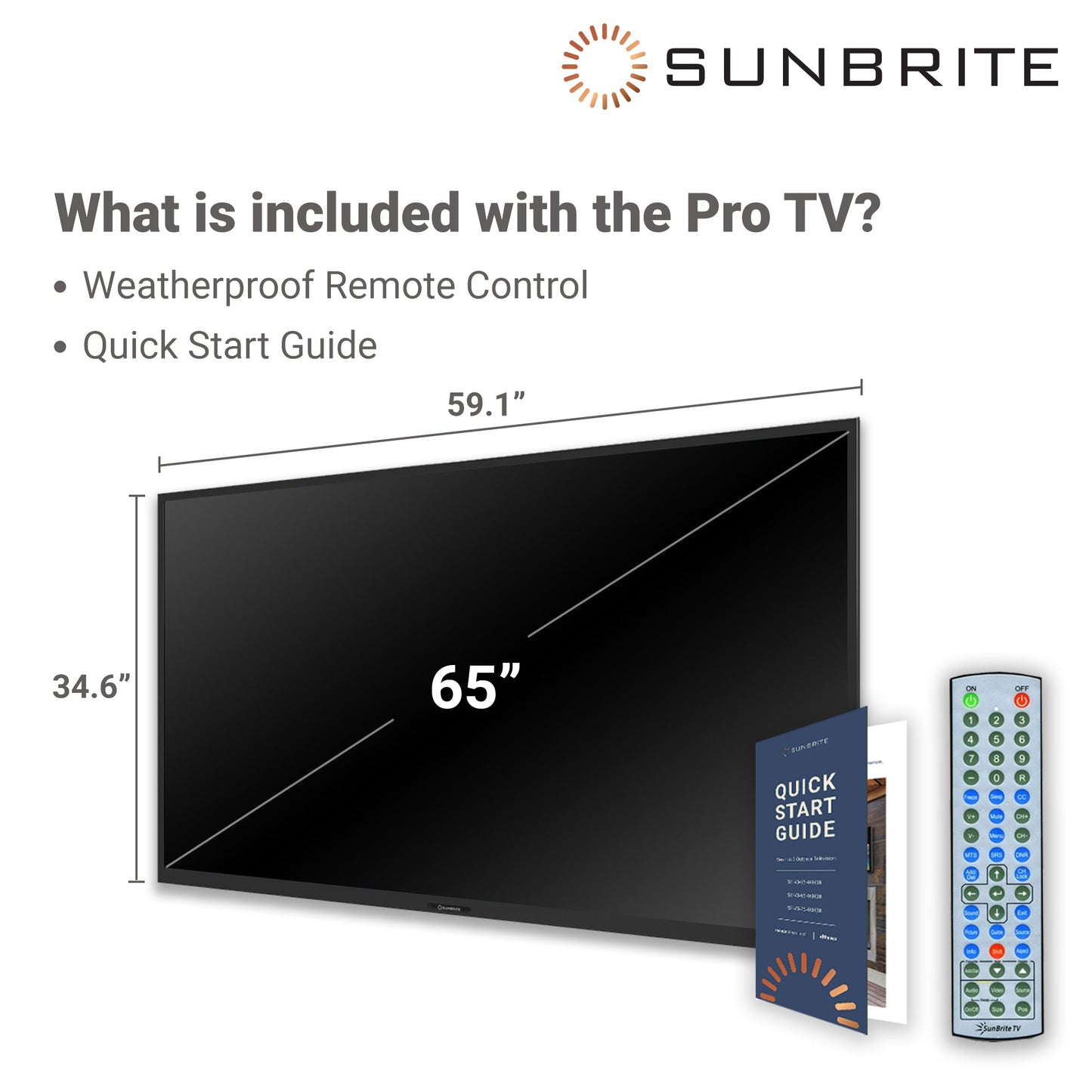 SunBrite Pro 2 Series Full Sun 4K UHD 1000 NIT Outdoor TV - 65" - Black