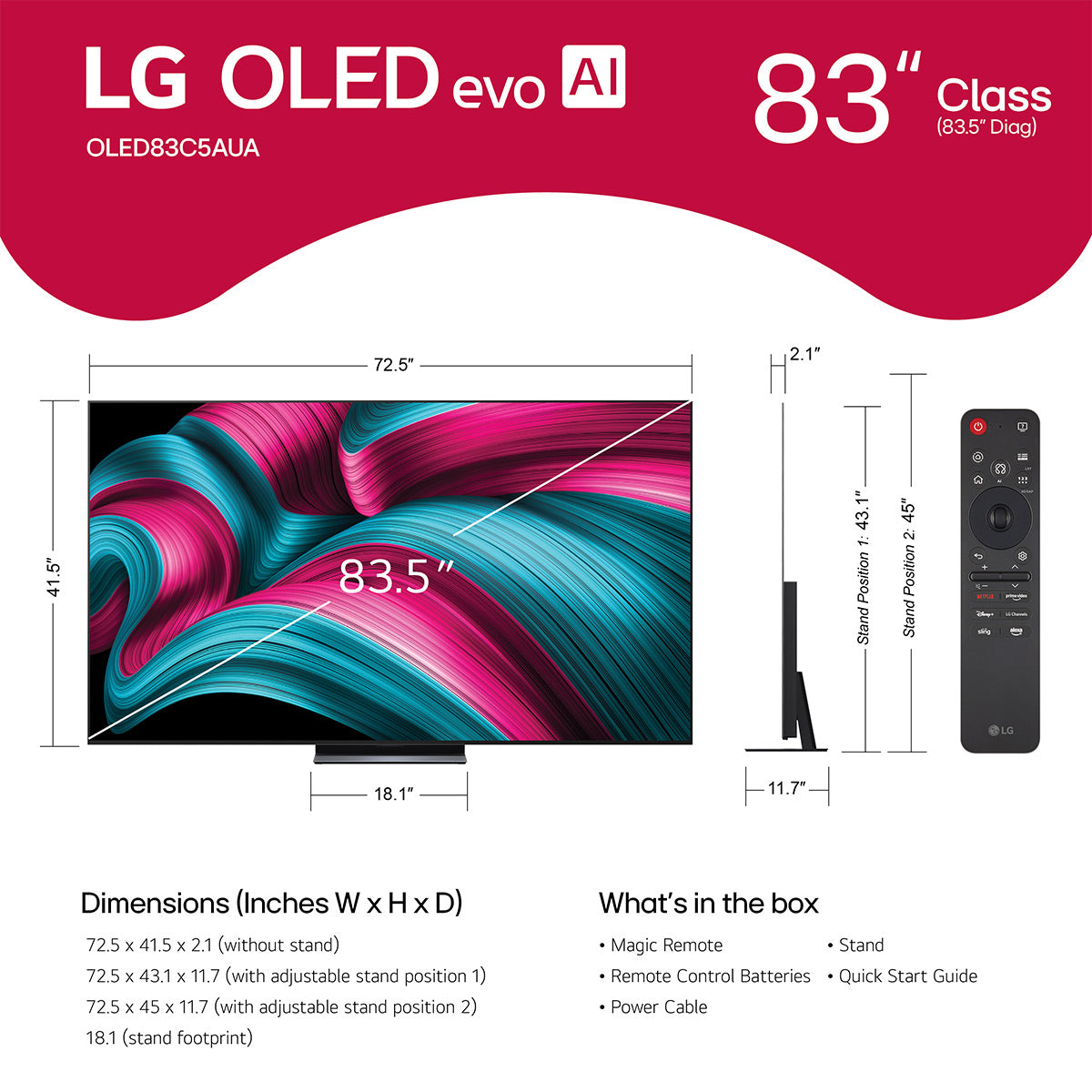 LG Class OLED evo AI C5 83 Inch 4K Smart TV 2025