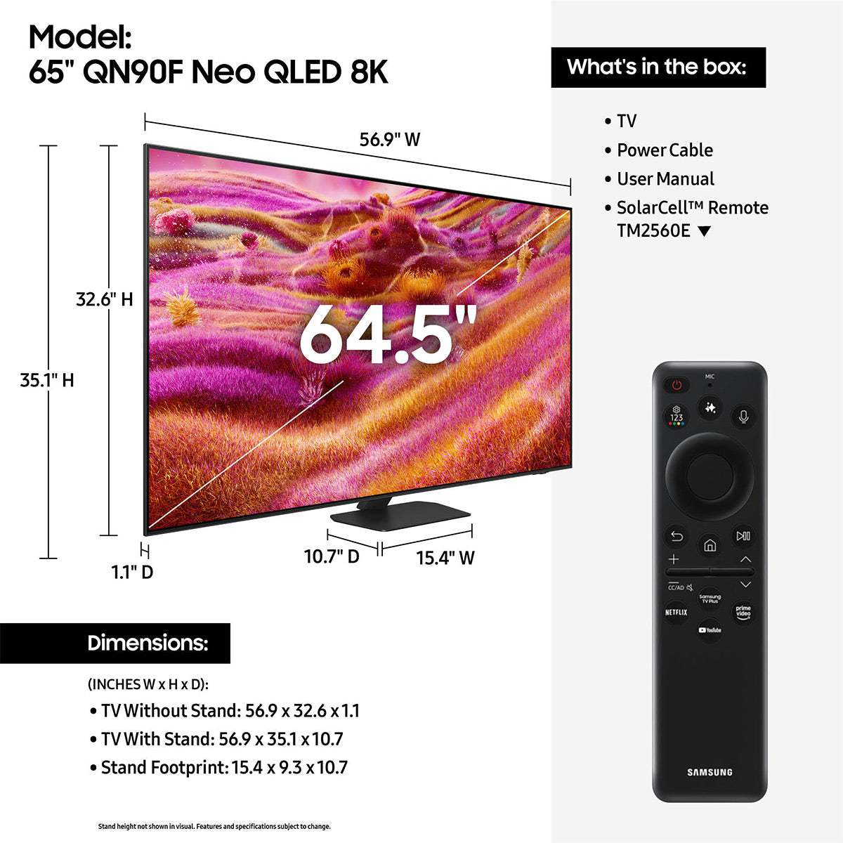 Samsung 65" Class Neo QLED 4K QN90F Vision AI Smart TV (2025)