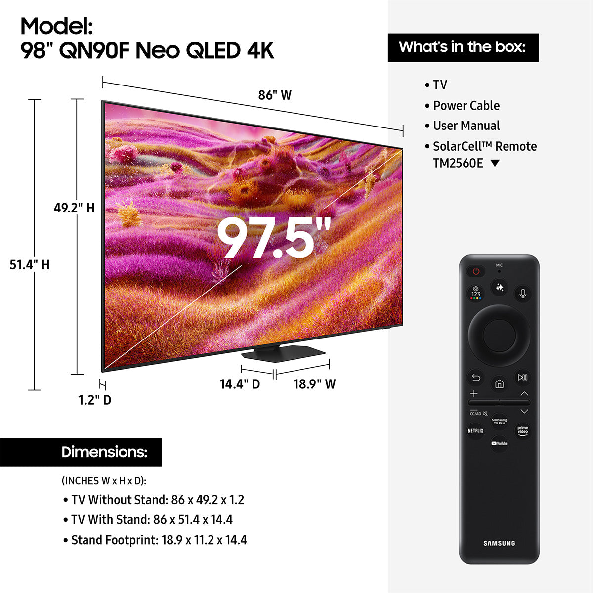 Samsung 98" Class Neo QLED 4K QN90F Vision AI Smart TV (2025)