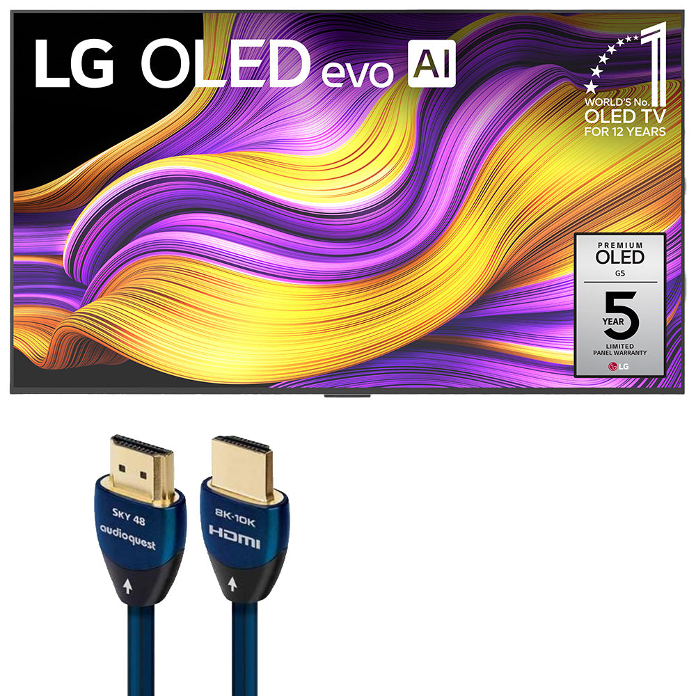 LG Class OLED evo AI G5 55 Inch 4K Smart TV with AudioQuest Sky 48 3m HDMI Cable