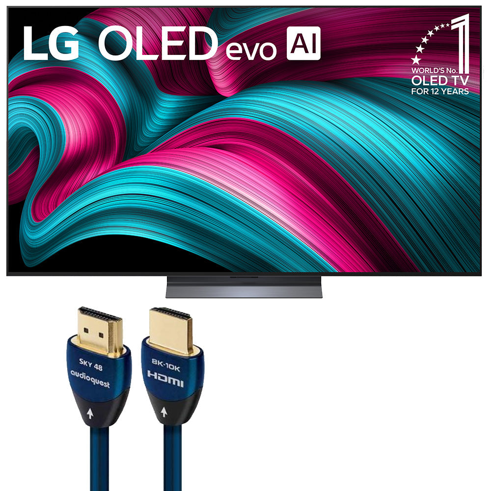 LG Class OLED evo AI C5 65 Inch 4K Smart TV with AudioQuest Sky 48 3m HDMI Cable