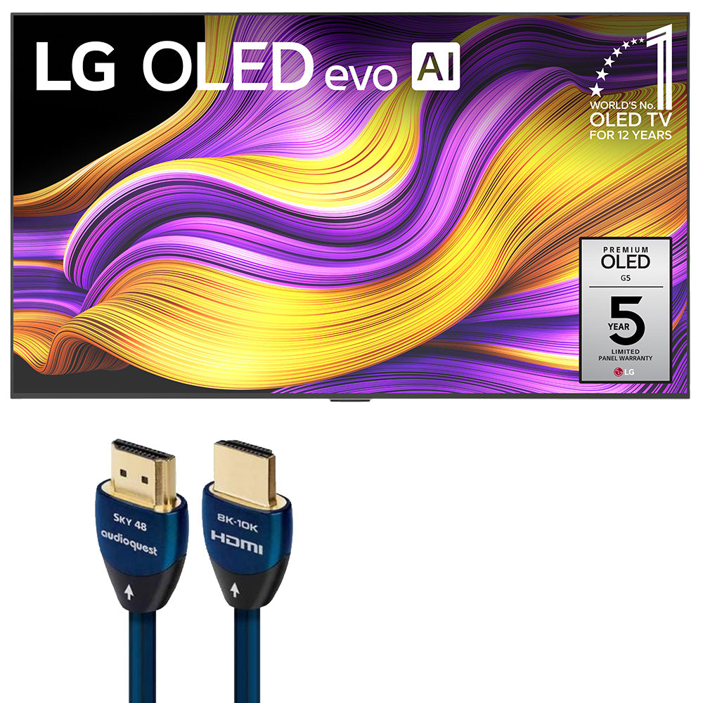 LG Class OLED evo AI G5 65 Inch 4K Smart TV with AudioQuest Sky 48 3m HDMI Cable
