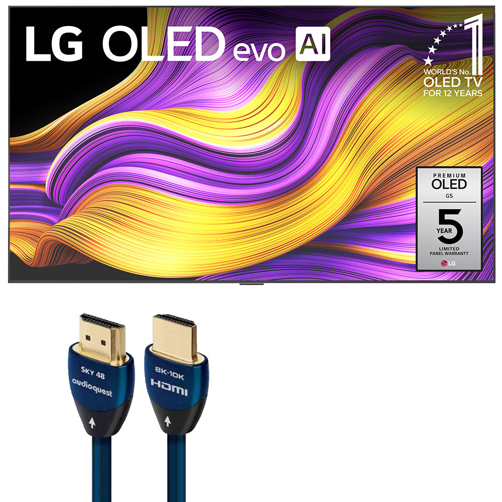 LG Class OLED evo AI G5 77 Inch 4K Smart TV with AudioQuest Sky 48 3m HDMI Cable