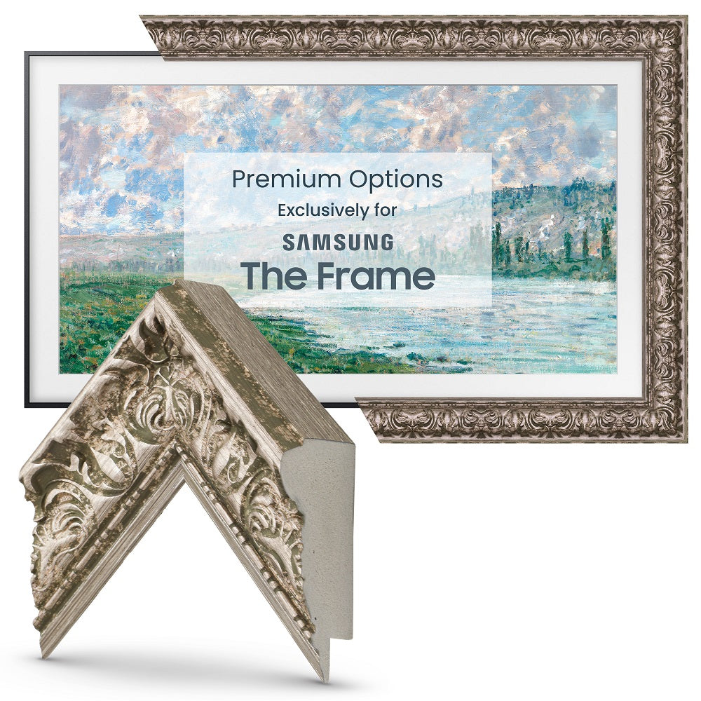 Deco TV Frames Premiere Frame for Samsung The Frame TV 2021-2025 (Tuscan Silver)