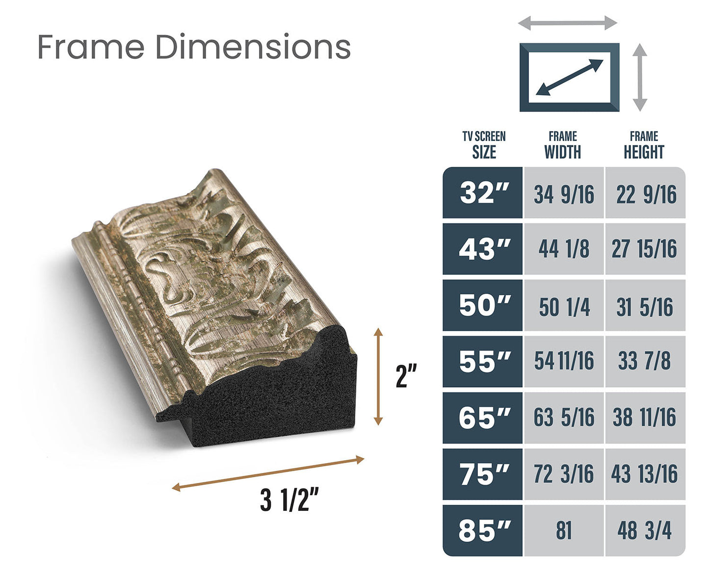 Deco TV Frames Premiere Frame for Samsung The Frame TV 2021-2025 (Tuscan Silver)